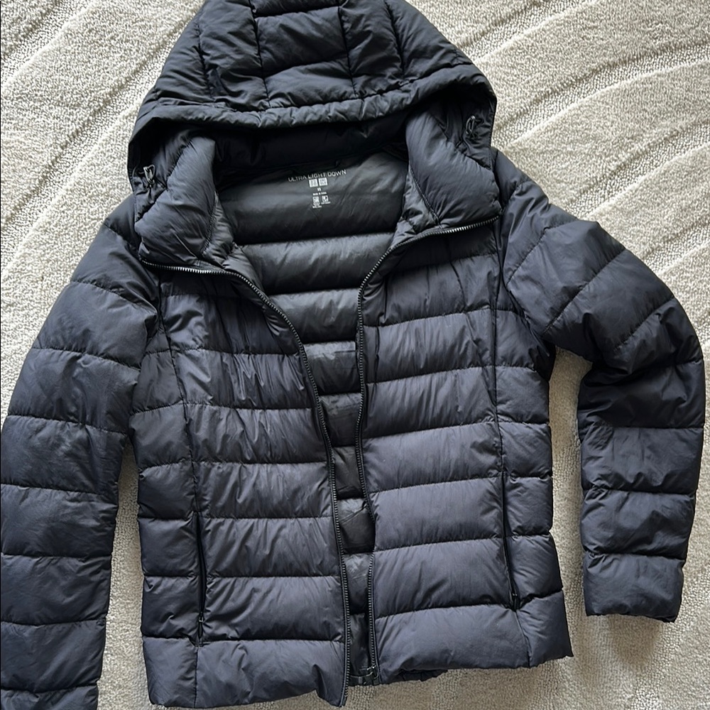 Lightweight Down Black Puffer Jacket with Hood